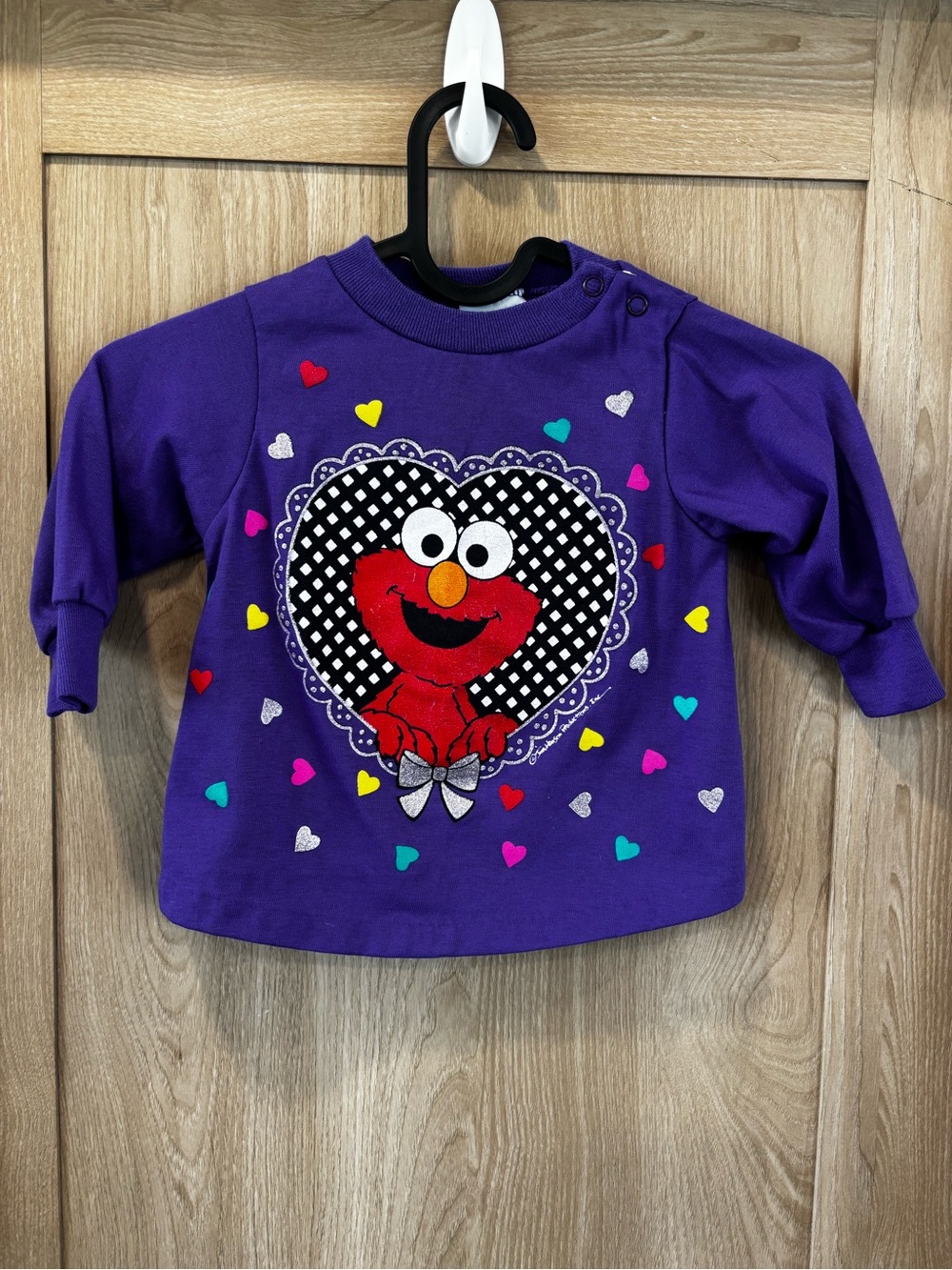 Vintage 90s 80s Elmo Shirt Sesame Street Purple Top Size 18 Months